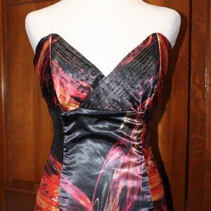 Strapless silk dress, colorful, zip up back
